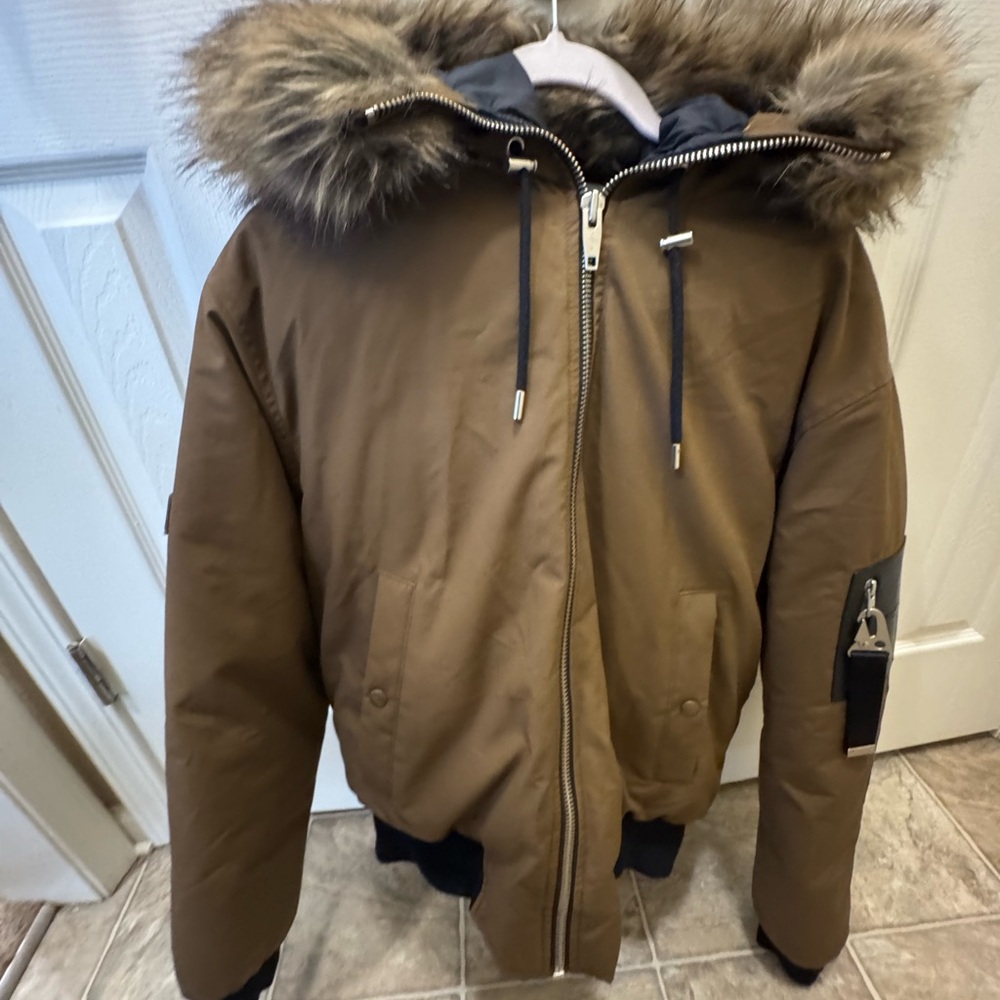 The Kooples Brown Jacket with Fur Hood